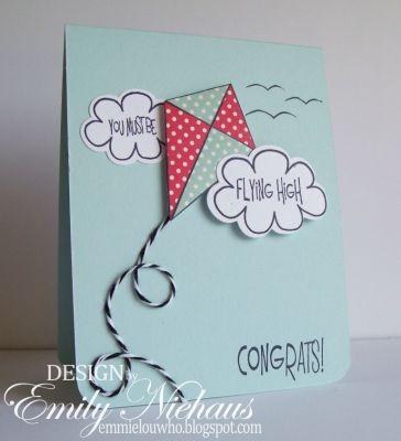 * Flying High!
I made this card with the new release dies that match the kites2fly set. I used the dies to paper piece the kite.  The dies definitely make paper piecing so much easier! I added some black baker's twine from The Twinery for my kite string.

TFL!
Keywords: kites2fly, dies