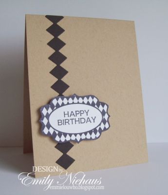 *Harlequin Happy Birthday
This is a quick and easy card to make.  I took my chevron die and cut the diamond pattern out to match the diamonds on the label.  I will have to add this one to my masculine stash of cards!

TFL!
