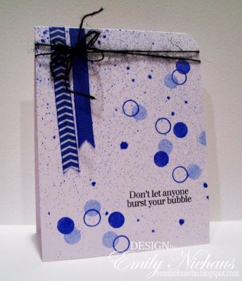 *Bubble Burst
I used Stephanie's Licorice, Blueberry and Sky inks for this card. I used her spray in sky for the background.

TFL!


