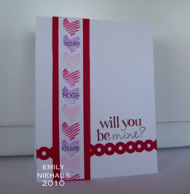 Candy Heart Valentine...
I used stamps from the minis4circles (the messages on my "candy" hearts!) and the hearts2love set.  I wanted my mini hearts to look like the candy hearts you buy with the little messages on them.  The tiny sentiments in the minis4circles set were PERFECT for this!

TFL!

http://emmielouwho.blogspot.com/
Keywords: minis4circles hearts2love Valentine CAS