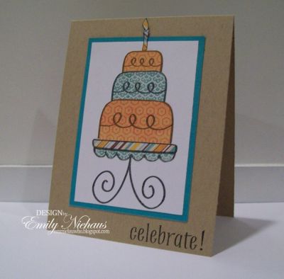 Celebrate!
For this card I used My Mind's Eye Find & Dandy DP to paper piece my cake and cake stand.

TFL!

http://emmielouwho.blogspot.com/
Keywords: cake2build CAS birthday