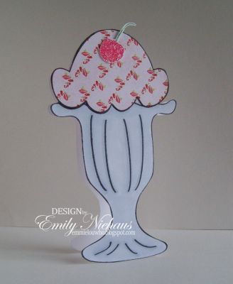 Everyday Is A Sundae!
For this card I used scream4icecream ( the scoop), and cone2dish (the sundae glass and the cherry).  I colored the glass with copic markers and then pieced the scoop on top with patterned paper from Memory Box Pixie collection.  I stamped the cherry and then added some clear PK Glitz glitter to the cherry.  The inside sentiment is from the cone2dish set and says, "Everyday Is A Sundae!"

TFL!

http://emmielouwho.blogspot.com/
Keywords: scream4icecream cone2dish