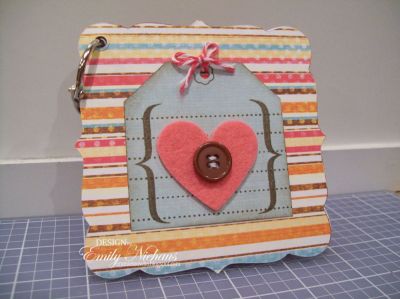 lines2journal mini album
I used some nestabilities dies to create this little mini album.  The front and back are from an old cereal box.  I used stamps from the lines2journal set to create the tag on the front of the album.  I haven't added any title to the front yet, because I don't know if this will be a gift for someone, or if I am going to keep it for myself! LOL!

I  embellished the front of the album tag with a felt heart and button and tied some baker's twine through the top.  

http://emmielouwho.blogspot.com/
Keywords: minialbum lines2jouranl scrapbook tag