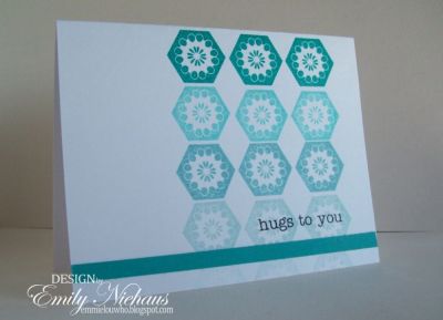 Hexagon Hugs!
This hexagon set is so fun to use! I just picked a couple of different teal and blue inks and stamped them several times to get the gradient effect.

TFL!

http://emmielouwho.blogspot.com/
