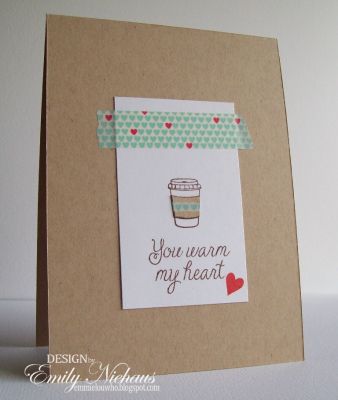 *You Warm My Heart
I couldn't resist pairing this sentiment with the small coffee cup from the coffee4two set.  I used some washi tape from Freckled Fawn to create part of the band on the cup and across the top of the image panel.

TFL!

http://emmielouwho.blogspot.com/
