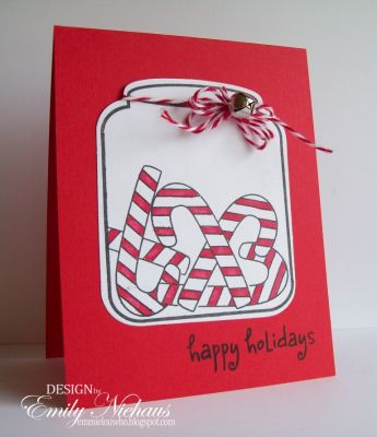 *Jar of Candy Canes!
I used the new jar die for this card. I also did some masking with the candy canes from the Christmas2build set.

TFL!

http://emmielouwho.blogspot.com/
Keywords: Christmas2build Christmas