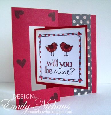 Love Flip it card-outside
I used the set, hearts2love for this flip-it card. The little love birds are paper pieced.

TFL!

http://emmielouwho.blogspot.com/
Keywords: Flip-it hearts2love Valentine