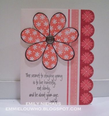 Birthday according to Lucille!
I used the flower2build and then 2 step stamped with one of the wings from the butterfly2build set.  The sentiment is from greetings4birthday.
The card base is from Making Memories Love Struck collection.

TFL!

http://emmielouwho.blogspot.com/
Keywords: butterfly2build