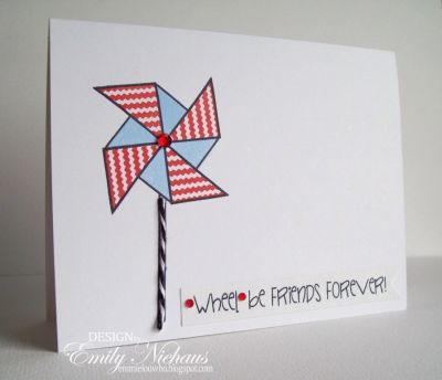 *Friend's Forever!
I used Stephanie's inks in Strawberry and Sky for the pinwheel. I also used some black baker's twine for the stick. 

TFL!

http://emmielouwho.blogspot.com/
