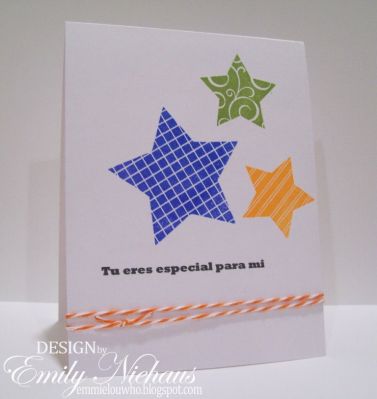 You Are Special
I made this card for Operation Priceless.  This is an organization who loves to receive handmade cards to send to children in Haiti and The Dominican Republic. If you would like to use your TSOL stamps to brighten a child's day, please see link below!

TFL!

http://emmielouwho.blogspot.com/2012/02/operation-priceless.html
Keywords: all4stars