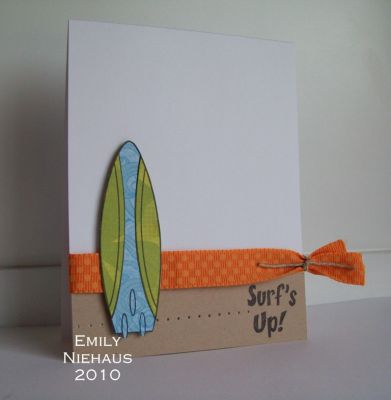 Surf's Up
I paper pieced the surfboard with DP from K&Co.  I just LOVE this set! So fun!

http://emmielouwho.blogspot.com/
Keywords: summer4fun CAS