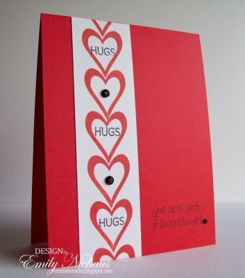 *Hugs
I stacked the open heart from this set and added the "hugs" sentiment in three of them. Easy peasy!

TFL!

http://emmielouwho.blogspot.com/
