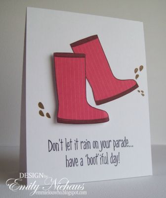 *Bootiful Day!
I paper pieced these boots with Cosmo Cricket Designer paper. Stamped the upper and lower lines in Stephanie's Chocolate ink.

TFL!

http://emmielouwho.blogspot.com/
