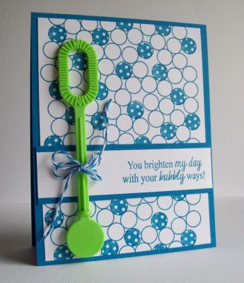 *Bubbly Ways!
I had to search my house over for a bubble wand in the dead of winter! LOL! As soon as I saw that background, I knew I wanted to add a bubble wand to the front of a card.  I would have preferred a round bubble wand, but this was all I could scrounge up!

TFL!

http://emmielouwho.blogspot.com/
Keywords: gum4backgrounds moregum4me