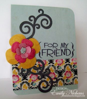 *For My Friend
I used the brackets2cut, Sizzix Flower layers and centers die, Sizzix Framelits and stamps Swirls set
