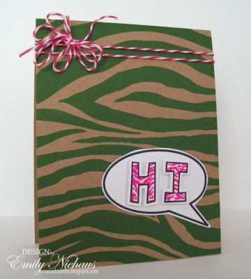 *Zebra print HI
This card uses the new Alphabet dies that match the outline4letters, letters2color and zebra2letter stamp sets!

http://emmielouwho.blogspot.com/
