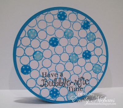 *Bubble-rific Time
I created a circle card using the gum4background set and the more gum for me set.  I added glossy accents to the solid bubbles.  The sentiment and solid bubbles are from the moregum4me set.

TFL!

http://emmielouwho.blogspot.com/
Keywords: gum4background moregum4me