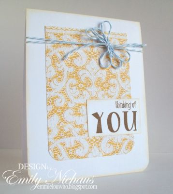 Thinking of You
For this card, I used part of a sentiment from tinytitles2stamp (thinking of) and then used the frilly4abc for the "you".  The paper is from Sasafrass lass and twine from The Twinery.

TFL!

http://emmielouwho.blogspot.com/
Keywords: tinytitles2stamp frilly4abc
