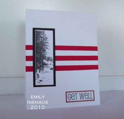 Winter Get Well Wishes...
I used the labels2use for this simple get well card.  I colored the outline with a red Copic marker.  The black and white tree is paper from Donna Salazar's Weathered Winter collection.  I added some red cardstock strips behind the image.


TFL!

http://emmielouwho.blogspot.com/
Keywords: labels2use CAS Get well