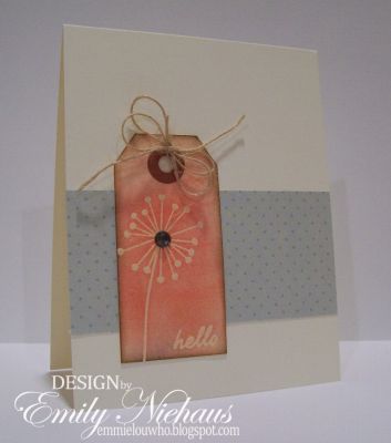 *hello
Made this with the new wish2make set, which matches the images in the thanks2you set!

I used an emboss resist technique on the tag.

TFL!

http://emmielouwho.blogspot.com/

