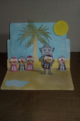 lost on a desert island with my gum balls easel card
