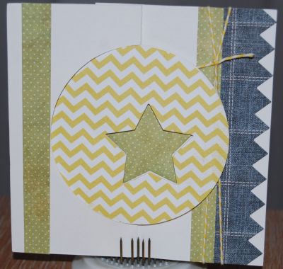 Celebrate! - Front
Sizzix Framellits-Stars
Stamps of Life-Chevron Dies
Patterned Paper-My Minds Eye
Font-Harlow Solid Italics
Other-twine, pop-dots
