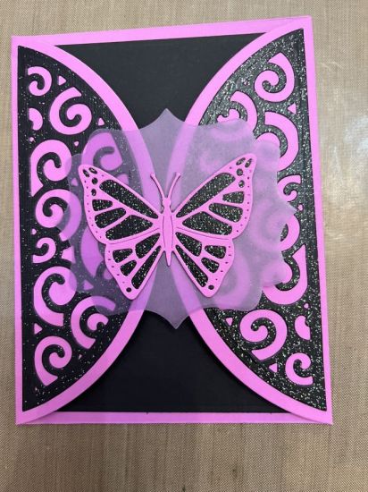 Beautiful butterflies, black glitter paper, vellum
Keywords: black glitter paper, yellow base