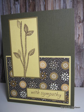With Sympathy
Nice to have a sympathy card on hand for unexpected times. I have a hard time doing ones that aren't too frilly and I thought this fit the bill.
