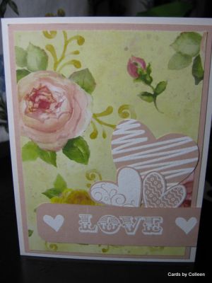 Rose Love
Heat embossed with white embossing powder and cut out.
