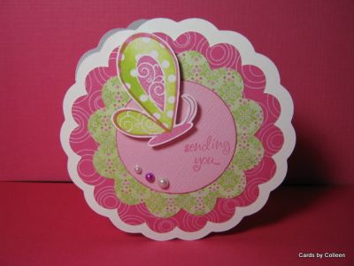Butterfly flower
Used the masking technique for the pink center of the wing. Inside is stamped Butterfly Kisses.
