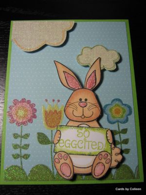 So Eggcited for spring
This card was so easy with the DCWV spring stack paper, it's glittery so I glittered up the bunny too with stickles.
