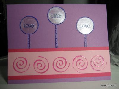 Love suckers
Purple and pink embossing powders and filled in suckers with liquid pearls using a paint brush.
