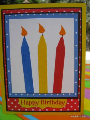 Crayon candles
The crayons reminded me of birthday candles so I stamped them using Stephanie's ink pads, love the bright colors!
