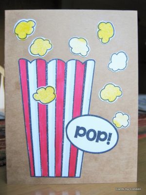 Popping popcorn
Fussy cut everything. Colored box stripes with copics. Used Stephanie's inks on the popcorn.
