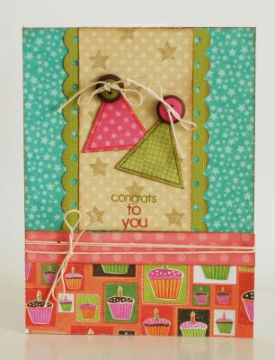 Congrats to You Card
Using the banners set to make some cute party hats. Think outside the box when using a stamp set.
Keywords: Banners4All, Party Hat