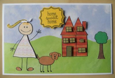 Home Sweet Home
I used a few sets for this one. The frame for the Home Sweet Home is the last month's member gift.  
My niece has a 2 1/2 yr old daughter who had to move to another home recently.  Her parents split up, and I am hoping that this card will make her smile.
