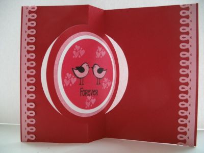 Forever (inside)
I used the 2 birds and the cluster of hearts from Hearts2love, the 'Forever' from postage2stamp.
