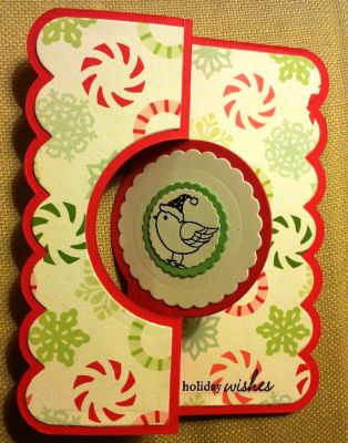 Framelits Christmas Card
Just got my Framelits circle card flip-it in the mail yesterday and just had to try it out. I made 6 of these for the start of my Christmas card selection. Finally got to use some old Martha Stewart 12 x 12 Christmas papers.
