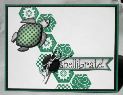 Turtle Congrats
used basic green/black/white cardstock and green/black ink with turtle2love and hexagons2love
Keywords: turtles2love hexagons2love