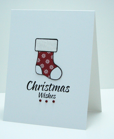 Christmas Wishes
Stamps: The Stamps of Life (Christmas2Build)

Papers: discountcountcardstock.com (Brilliant White, Sand Dollar Seaside), October Afternoon

Other:
Clearsnap ink, Scrapbook Adhesives by 3L™ 3D Foam Squares, My Mind's Eye gems
Keywords: Christmas2Build