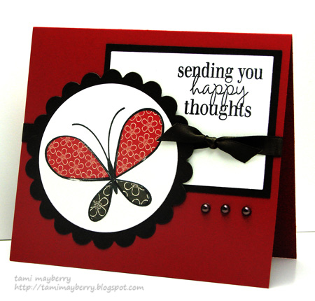 Happy Thoughts
Stamps: The Stamps of Life butterfly2build, getwell2You 
Card stock: discountcardstock.com
Patterned paper: Jillibean Soup
Dies: Spellbinders
Pearls: Kaiser Craft
Ink:Clearsnap
Ribbon

Keywords: butterfly2build, getwell2You