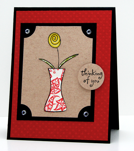 Thinking of You
Stamps: The Stamps of Life (Flowers2Share)
Card stock: DiscountCardstock.com (Phoenix Dotted Swiss, Kraft, Black Prismatic)
Pattern: Pink Paisley
Colored Pencils: Prismacolor
Ink:Clearsnap
Gems: Kaisercraft
Corner punch: Fiskars
3D Foam Squares and MyStik™ Permanent adhesive: Scrapbook Adhesives by 3L™

tfl!
http://tamimayberry.com

Keywords: Flowers2Share