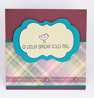 A Little Birdie Told Me
For CPS 179 sponsored by The Stamps of Life.

Stamps: The Stamps of Life (Trees2Build)
Patterned Paper: We R Memory Keepers
Dies: Spellbinders (Labels 14)
Ribbon: May Arts
Pearls: Kaiser Craft
3D Foam Squares: Scrapbook Adhesives by 3L™


TFL!
Tami
Blog: http://tamimayberry.blogspot.com/
Facebook: http://facebook.com/TamiMayberryDesigns


Keywords: Trees2Build