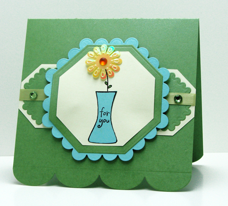 For You
Stamps: (Flowers2Share)
Card stock: DiscountCardstock.com (Fairway Metallic, Iced Kiwi, Frosted Teal)
Flower and center: Creative Impressions
Dies: Spellbinders: (Octagon, Scalloped Octagon)
Ribbon:May Arts
Ink: Clearsnap

TFL!
http://tamimayberry.com
Keywords: Flowers2Share