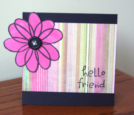 Hello Friend
Flowers2Doodle
Basic Grey Patterned Paper
Clearsnap Inks
Black Button
Keywords: Flowers2Doodle