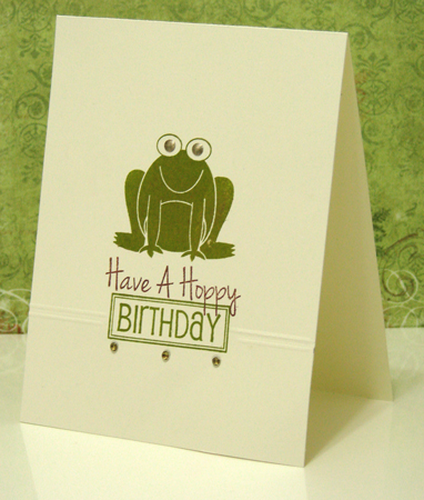 Hoppy Birthday
froggy2love
labels2use
Stephanie Barnard inks from Clearsnap

TFL!
http://tamimayberry.blogspot.com/ 
Keywords: froggy2love labels2use