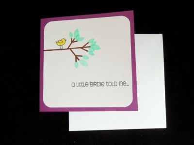 Birdie Birthday Card
This is made to be a birthday card. The inside says "it's your birthday" with rounded square cardstock. 
