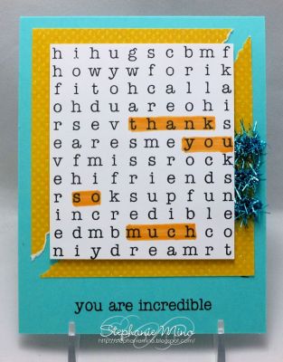 Searching for a TY
I absolutely loved making this card!  I know that this set was released a few months ago, but I just got to ink it up and I just love it!  I'll be using it more often, for sure!  To see better pictures, you can go to my post:  http://stephaniemino.blogspot.com/2012/03/searching-for-thank-you.html
Keywords: search4words