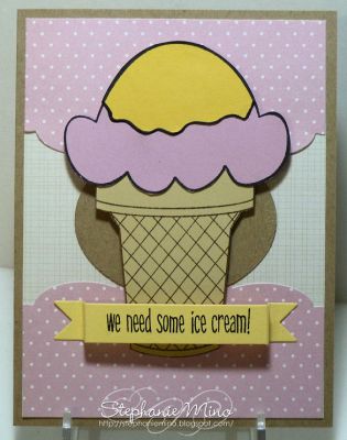 We Need Ice Cream!
I just love this cone and the ice cream!  It worked so nicely when putting it all together.  Even the little "separator" piece was easy to put right inside the scoop of ice cream so you could stamp it easily to paper piece!  Love this set!
