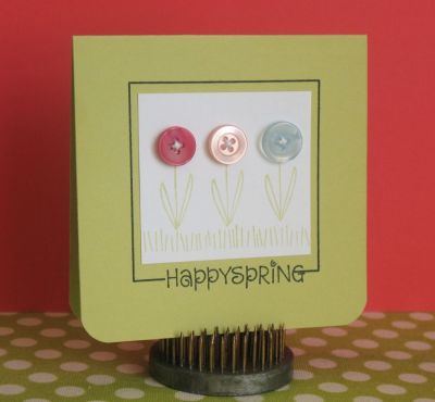 Happy Spring
I made a springy card using February's set and made flowers out of buttons.  
Keywords: bunny4Easter